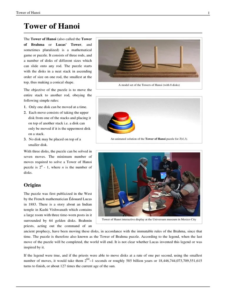 Tower of Hanoi Physics & Mathematics Mathematics