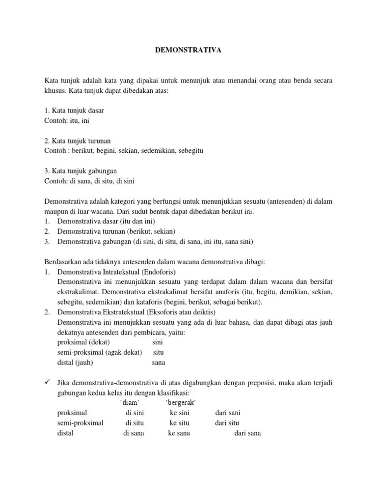 Demonstrativa (Bahasa Indonesia) | PDF