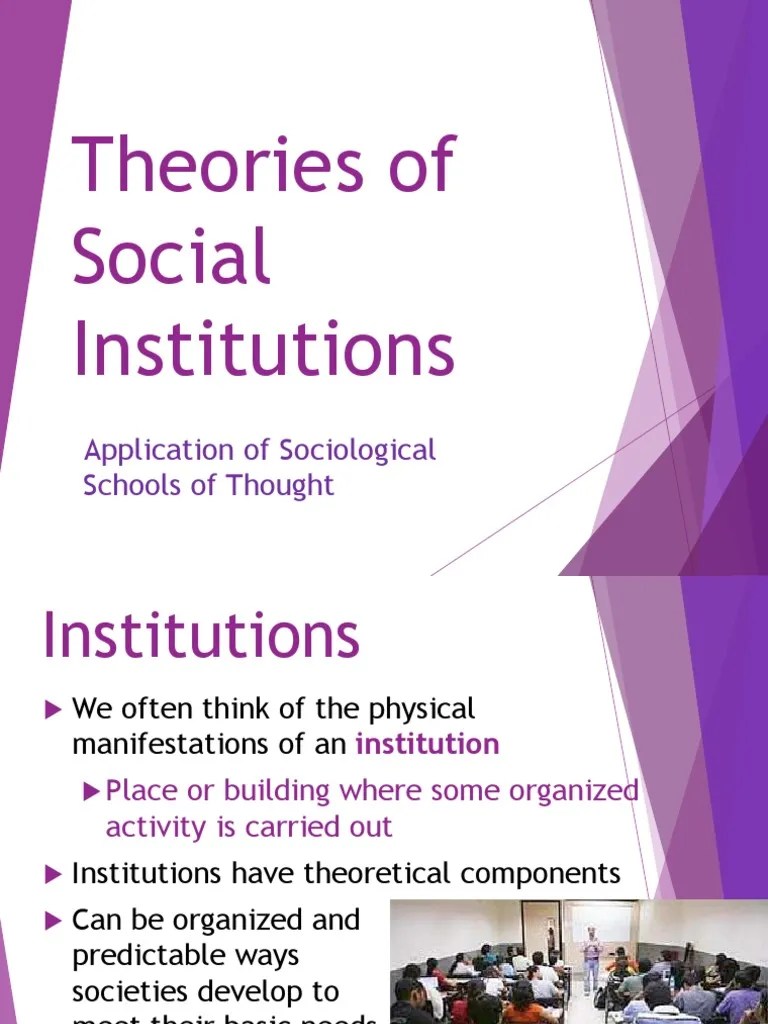 3 Theories of Social Institutions Institution Socialization