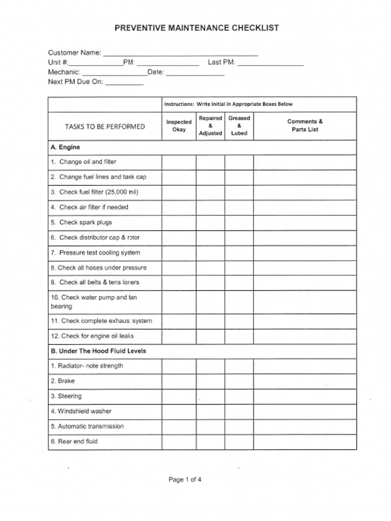 16+ Machine Maintenance Checklist Template DocTemplates