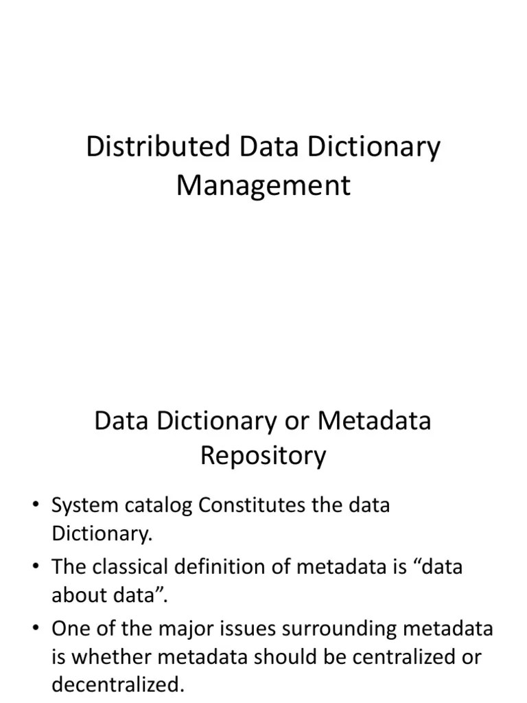 Distributed Data Dictionary Management PDF Metadata Replication