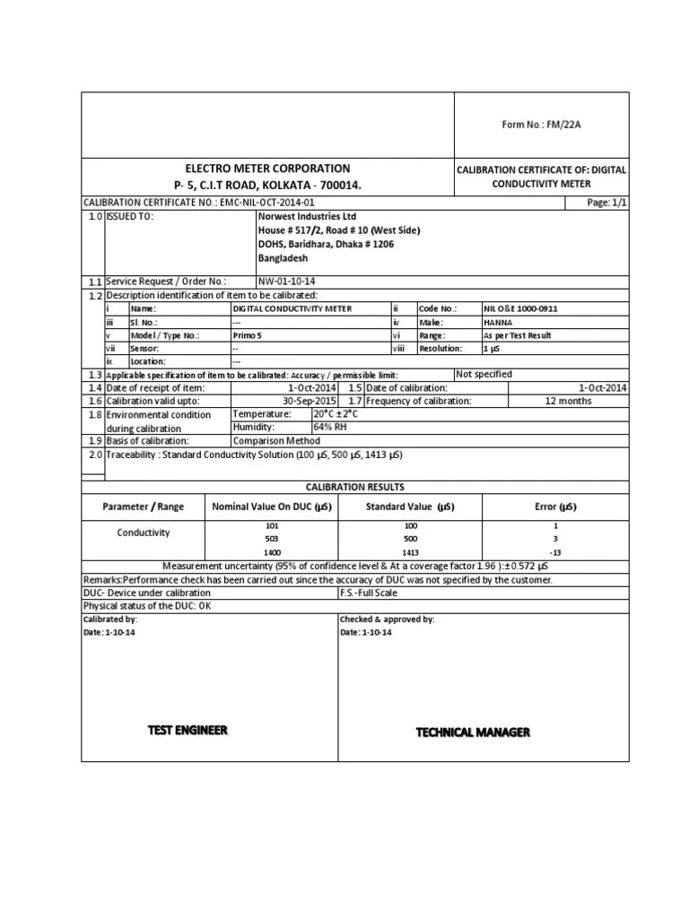 01 Conductivity Meter PDF Uncertainty Calibration