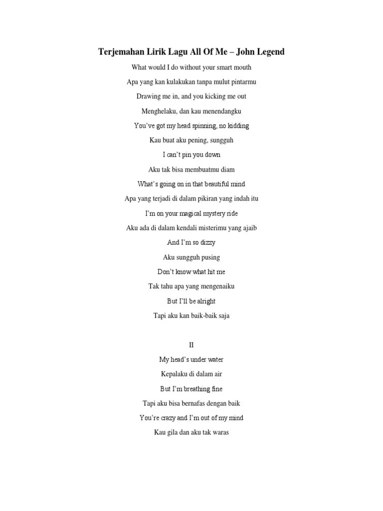 Terjemahan Lirik Lagu All of Me | PDF