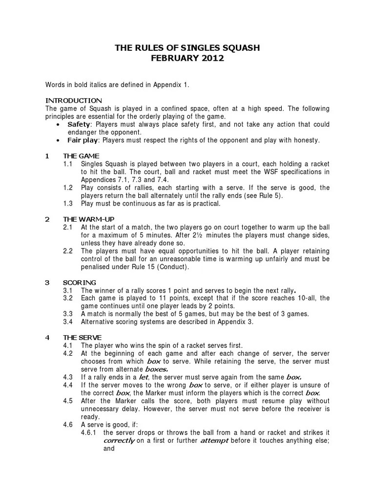 Rules of Squash Referee Bleeding Free 30day Trial Scribd