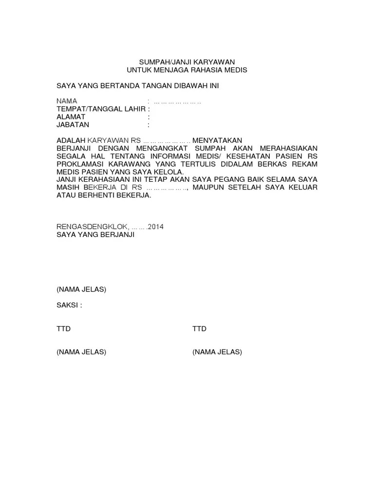 Sumpah Janji Menjaga Rahasia Medis | PDF