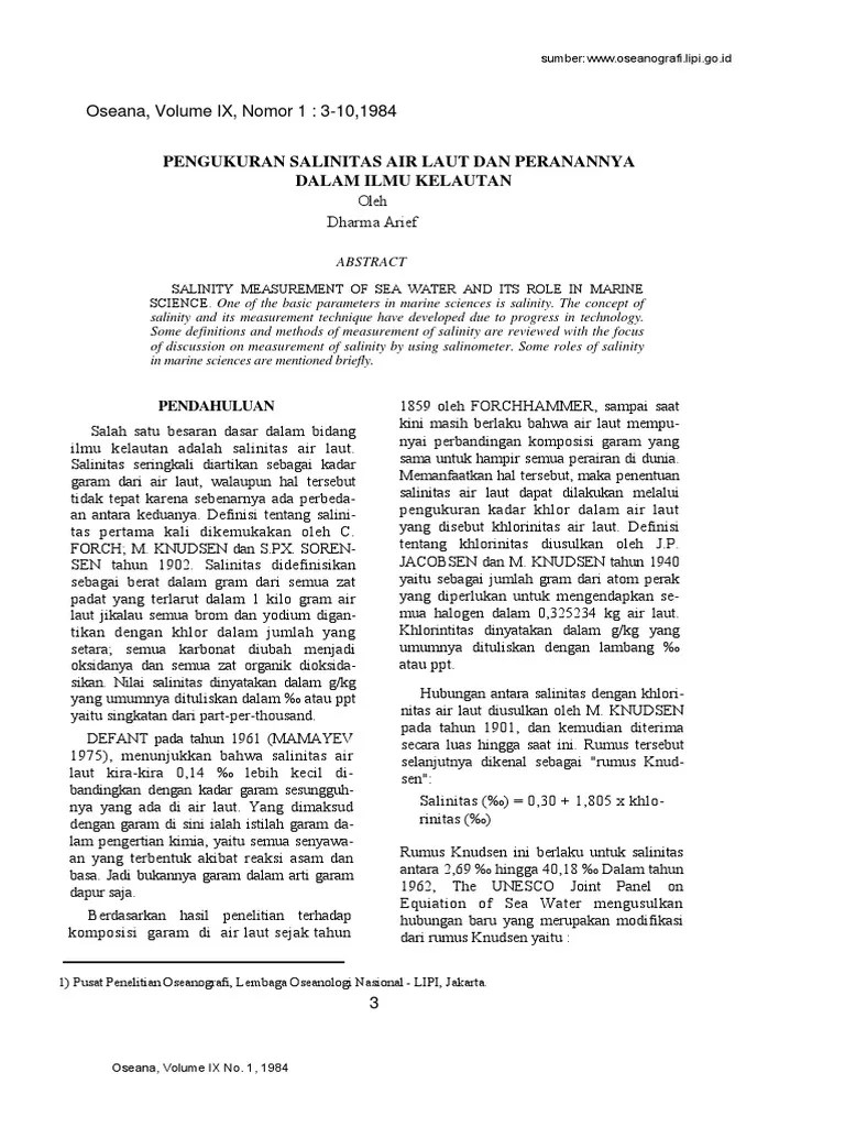 Jurnal Pengukuran Salinitas Air Laut PDF