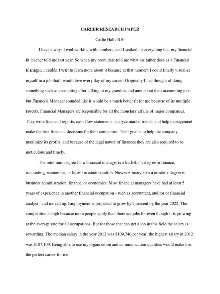 career research paper Master's Degree Bachelor Of Science