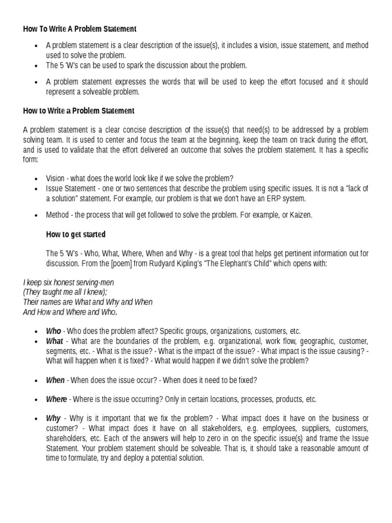 How To Write A Problem Statement PDF Stakeholder (Corporate) Accountability