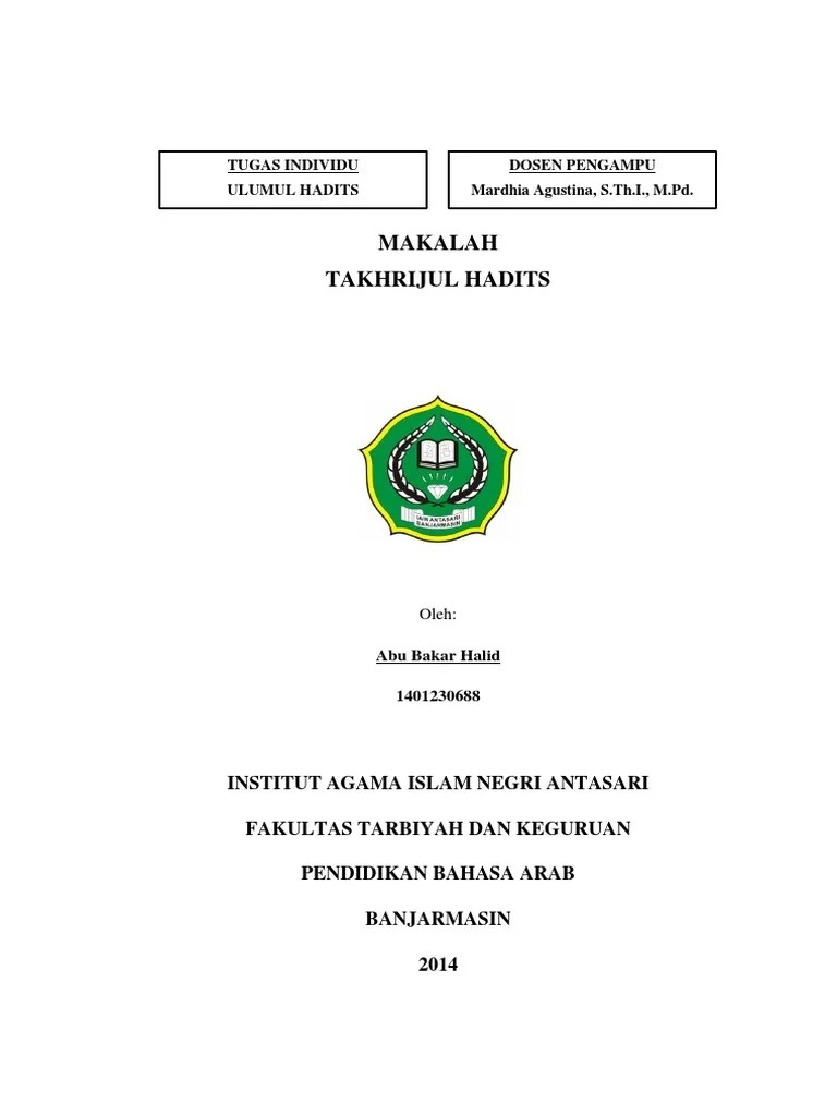 Makalah Ululum Hadits (Takhrijul Hadits) pdf
