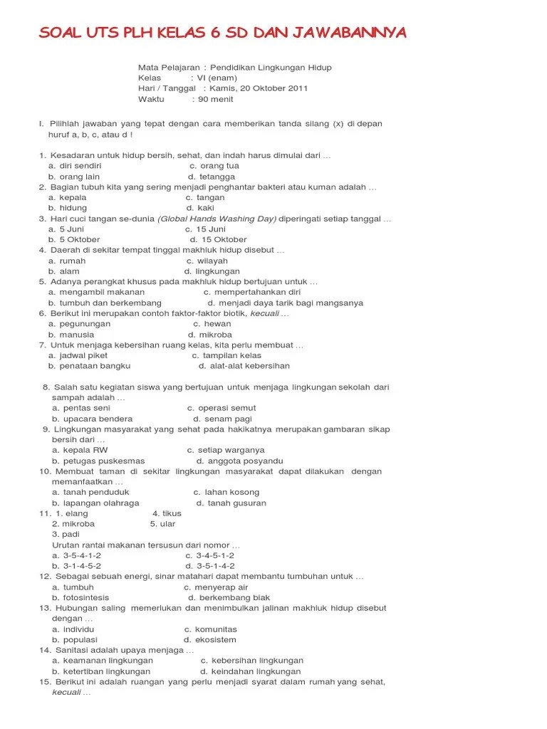 Contoh soal uts pkn kelas xi semester 2 . Soal Plh Kelas 4 Semester 1 Plh Kelas 4 Semester 1 Bab 2 Cute766 Download As Docx Pdf Txt Or Read Online From Scribd Sim Pkb Edukasi