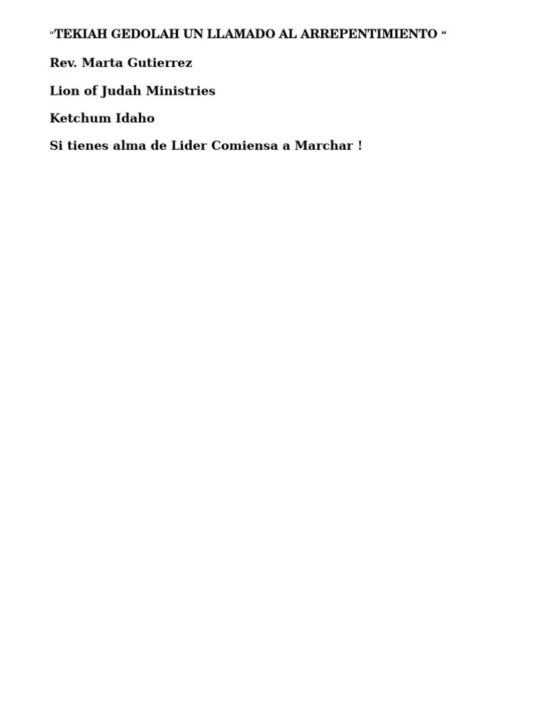 "Tekiah Gedolah "El Sonido Del Arrepentimiento. Cristo (título