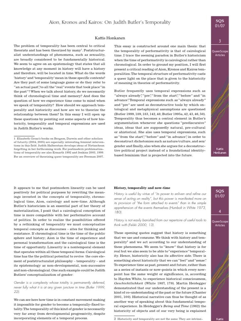 Aion, Kronos and Kairos Time Deconstruction