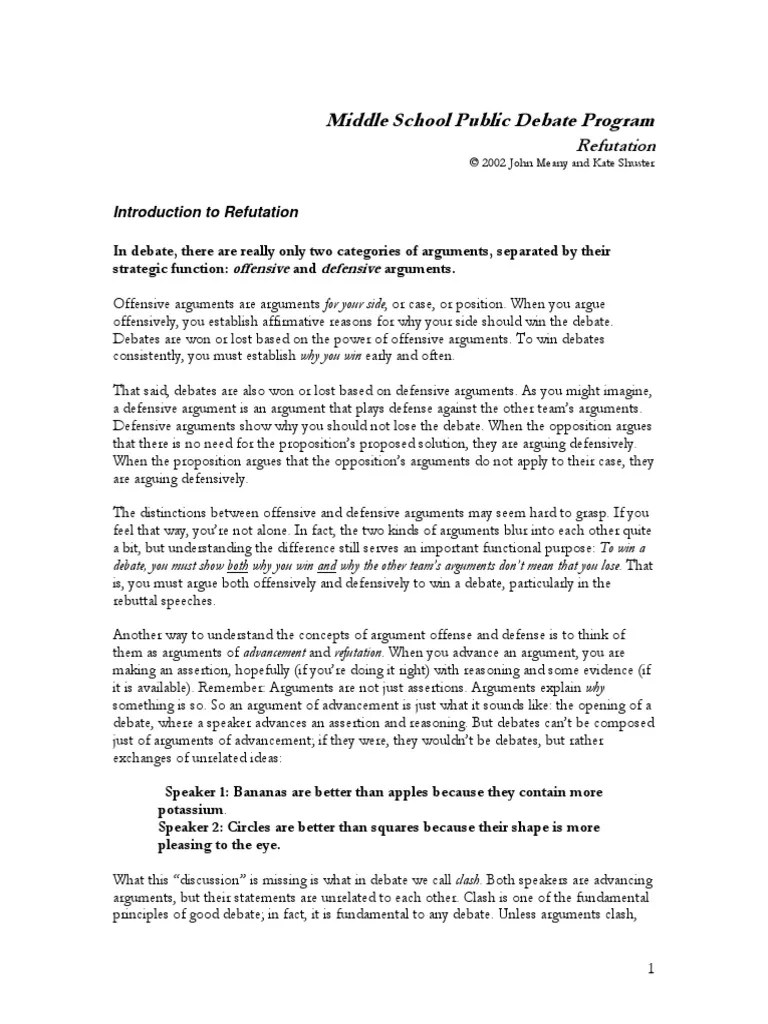 refutation handout Argument Fallacy