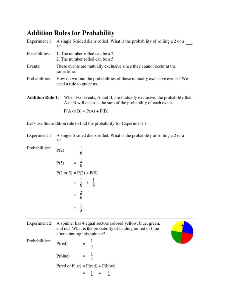 Addition Rules for Probability Probability Logic