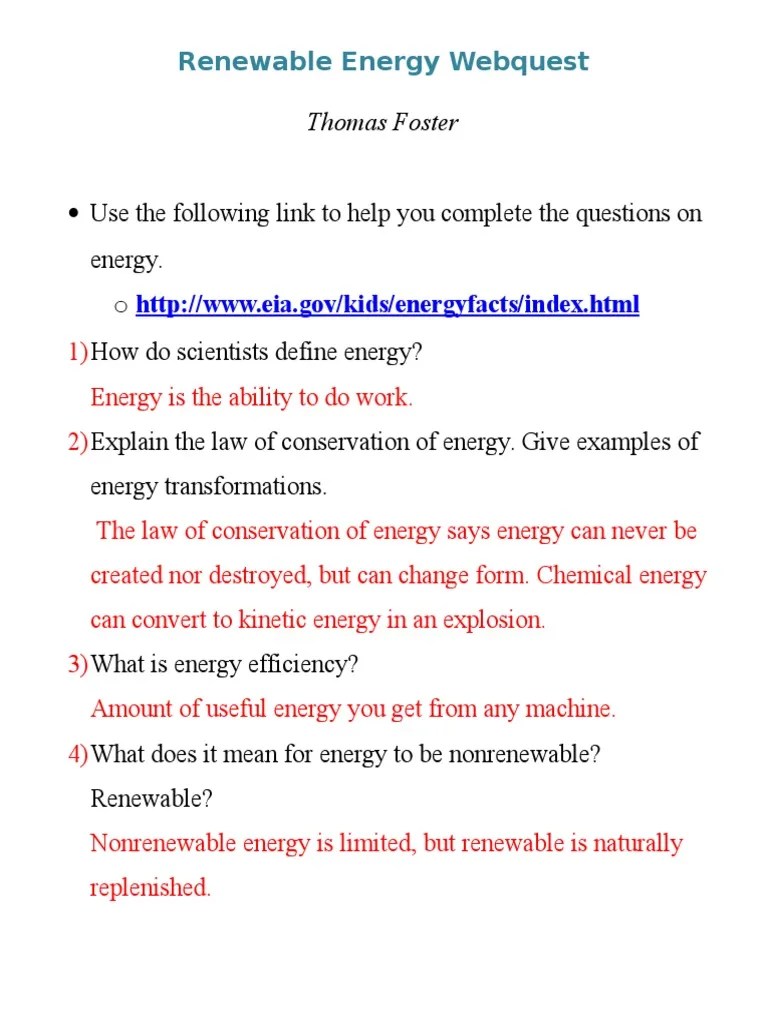 Renewable Energy quest PDF Renewable Energy Solar Energy