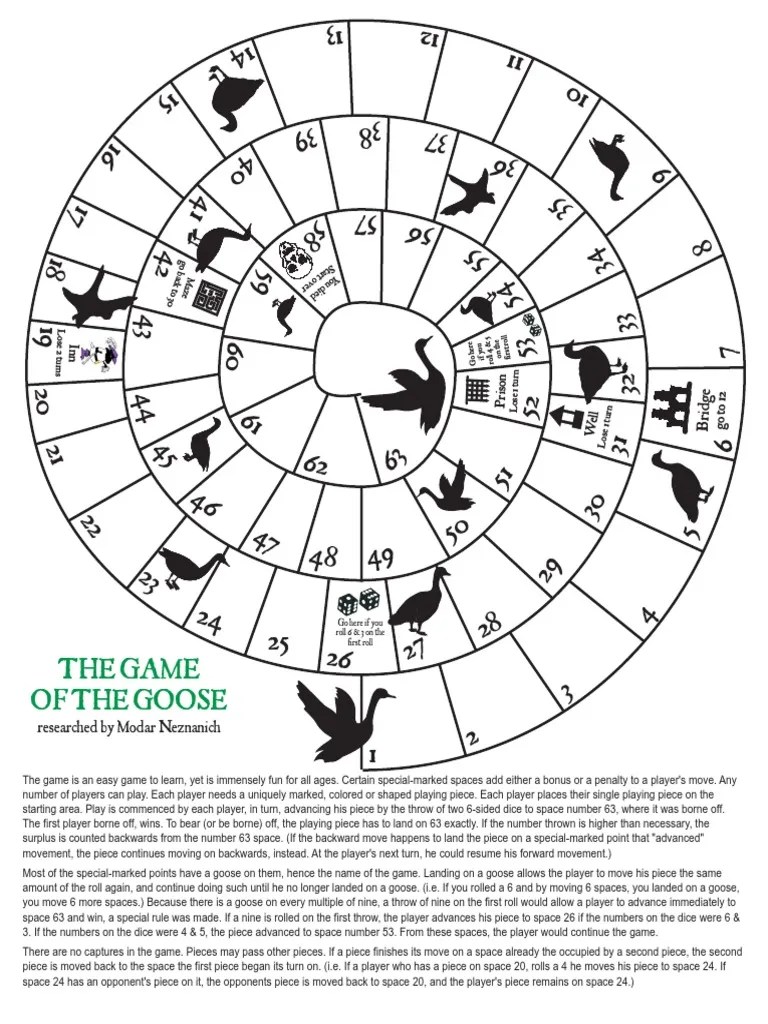 Goose Game Board Gaming Tabletop Games