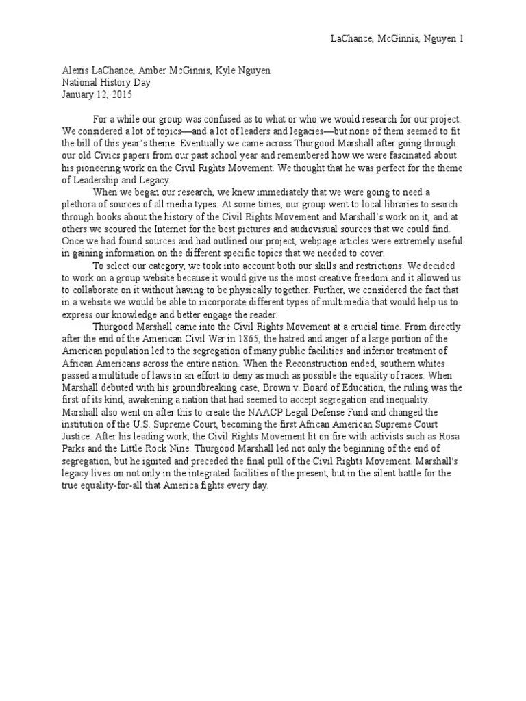 NHD Process Paper (old) Politics And Race Equality Rights