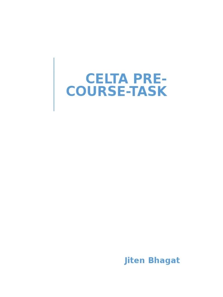 Celta PreCourseTask ANSWERS Teachers Verb
