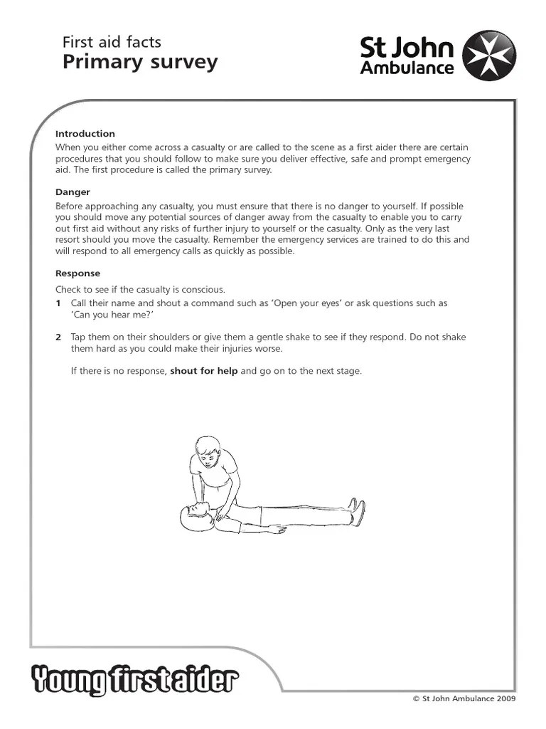 Sja Yfa Primary Survey First Aid Facts First Aid Cardiopulmonary