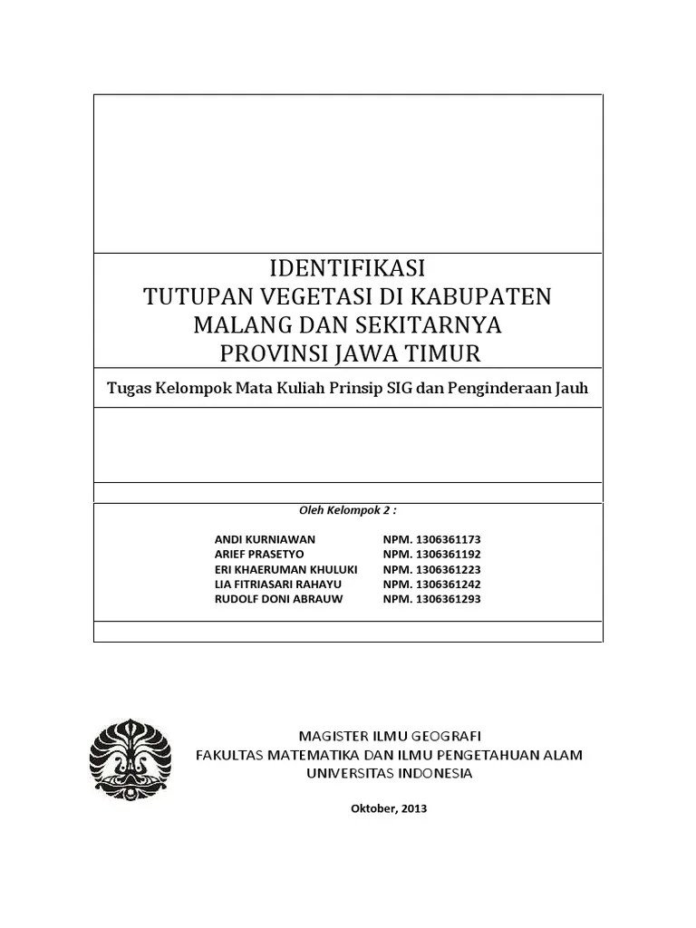 Identifikasi Tutupan Vegetasi Di Kabupaten Malang Dan Sekitarnya | PDF