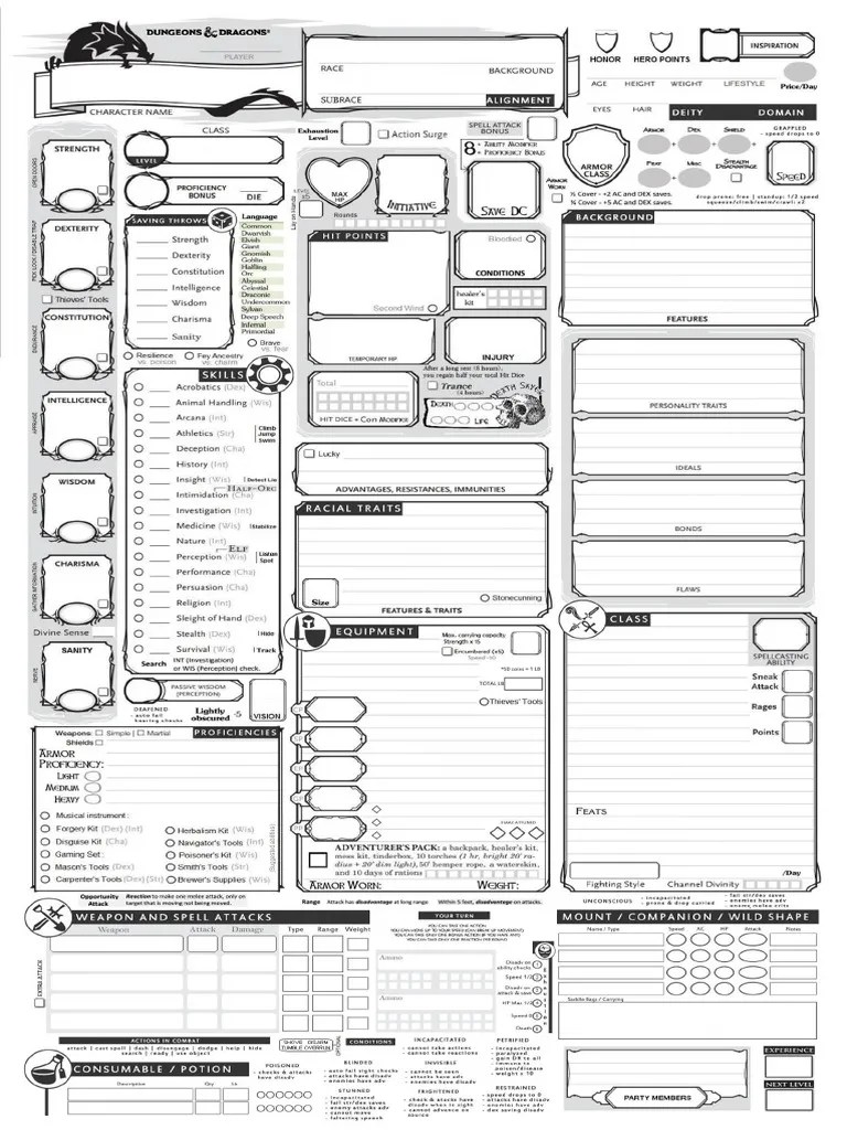 Ben's Alternate DnD 5e Character Sheet