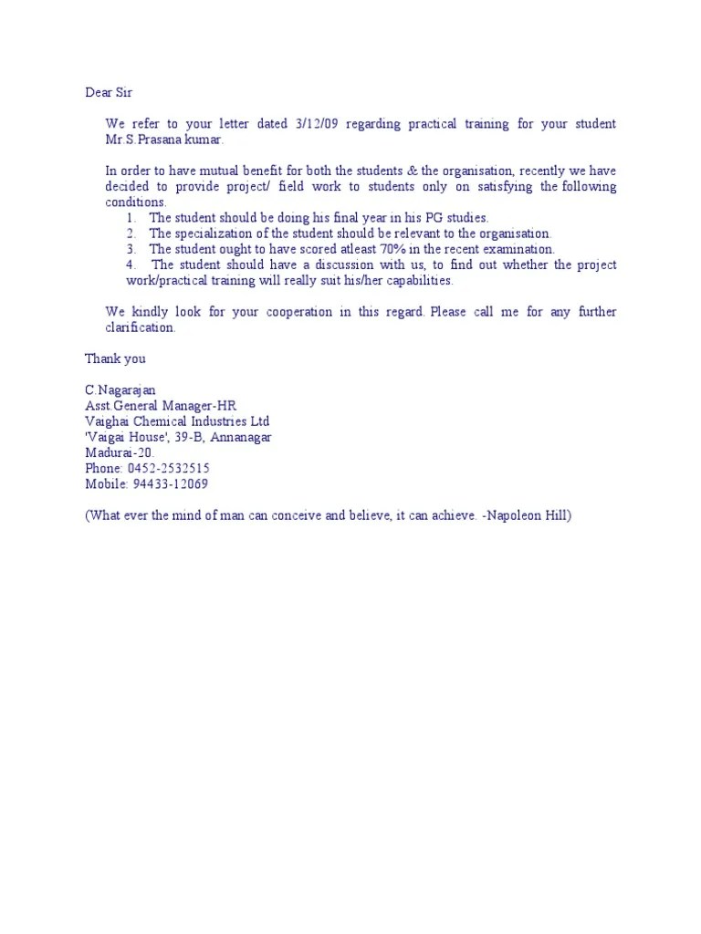 Dear Sir We Refer To Your Letter Business