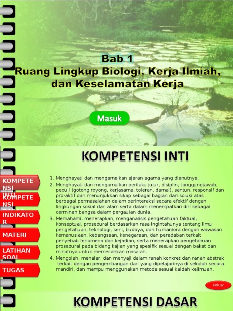 BAB 1 Ruang Lingkup Biologi, Kerja Ilmiah, dan Keselamatan Kerja.ppt