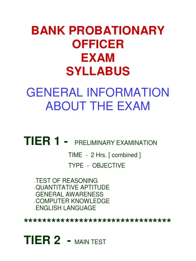 Bank Po Exam Syllabus