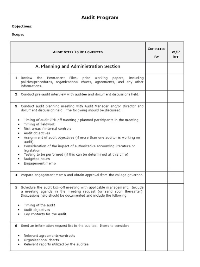 Audit Program PDF Auditor's Report Audit