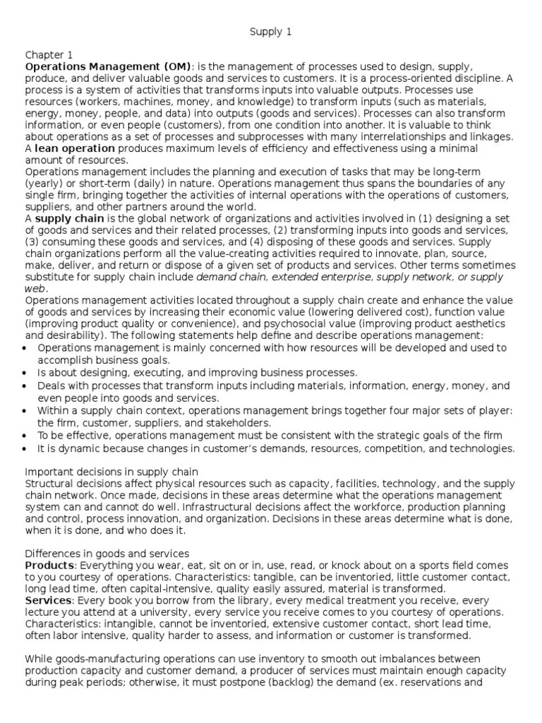 Supply Chain Management Study Guide Forecasting Strategic