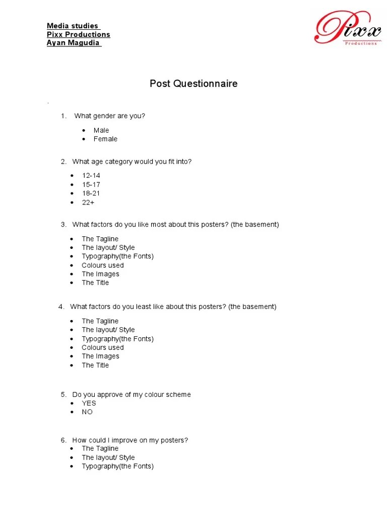 Questionnaire Post Posters PDF