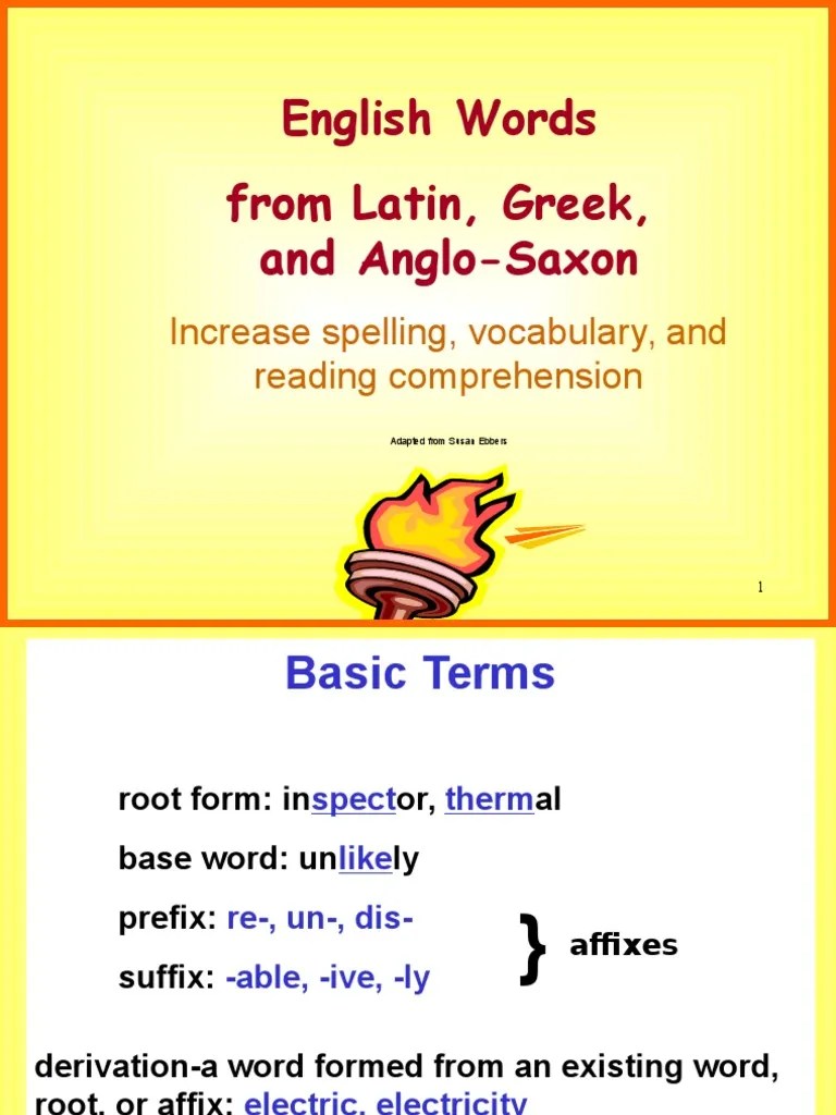 Word Origins PDF English Language Latin