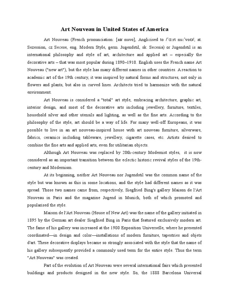 Art Nouveau in United States of America PDF Art Nouveau Art Media