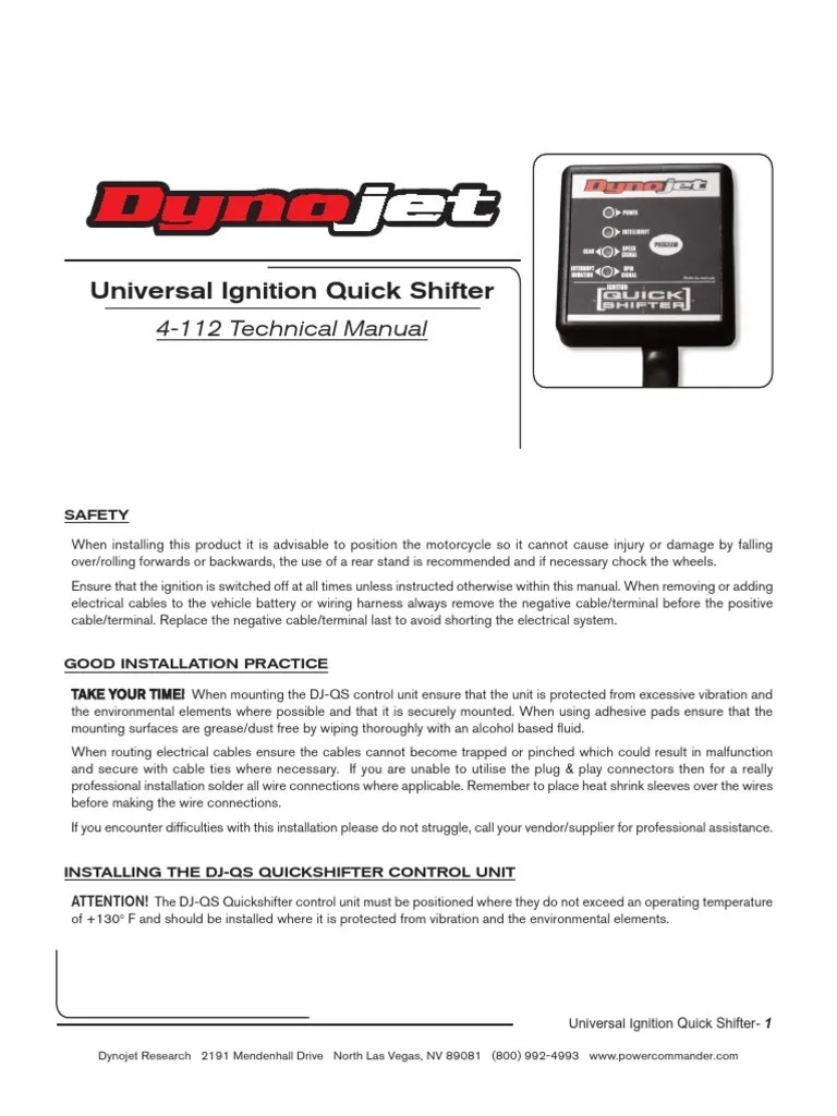 Dynojet Quickshifter Install Instructions PDF Ignition System Gear