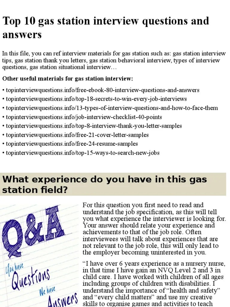 Top 10 Gas Station Interview Questions and Answers PDF Interview