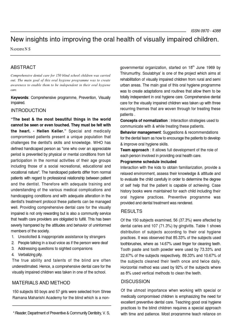 Visually Impaired Guidelines PDF Oral Hygiene Visual Impairment