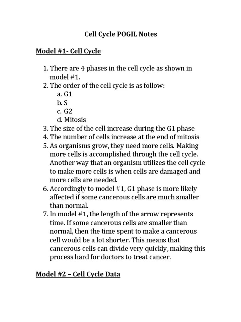 Pogil Answer Key The Cell Cycle