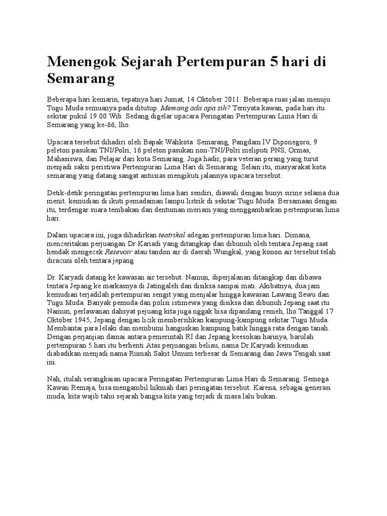 Menengok Sejarah Pertempuran 5 Hari Di Semarang | PDF