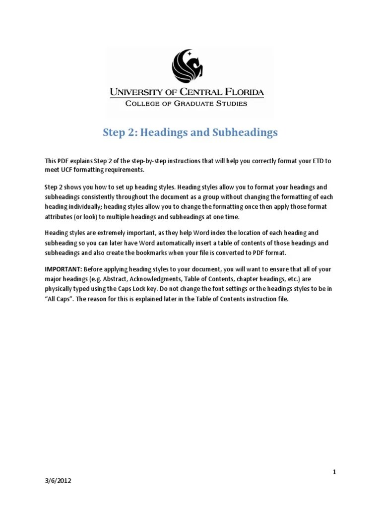 Headings and Subheadings_Word 2007 Table Of Contents Microsoft Word