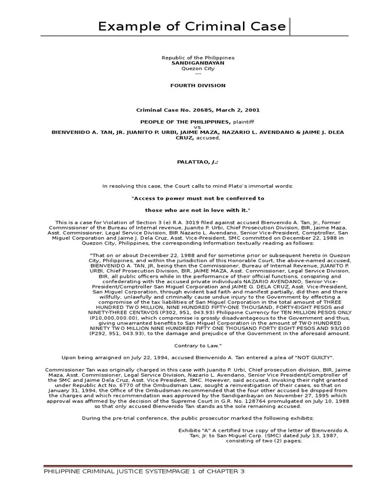 Example of Criminal Case Ad Valorem Tax Prosecutor