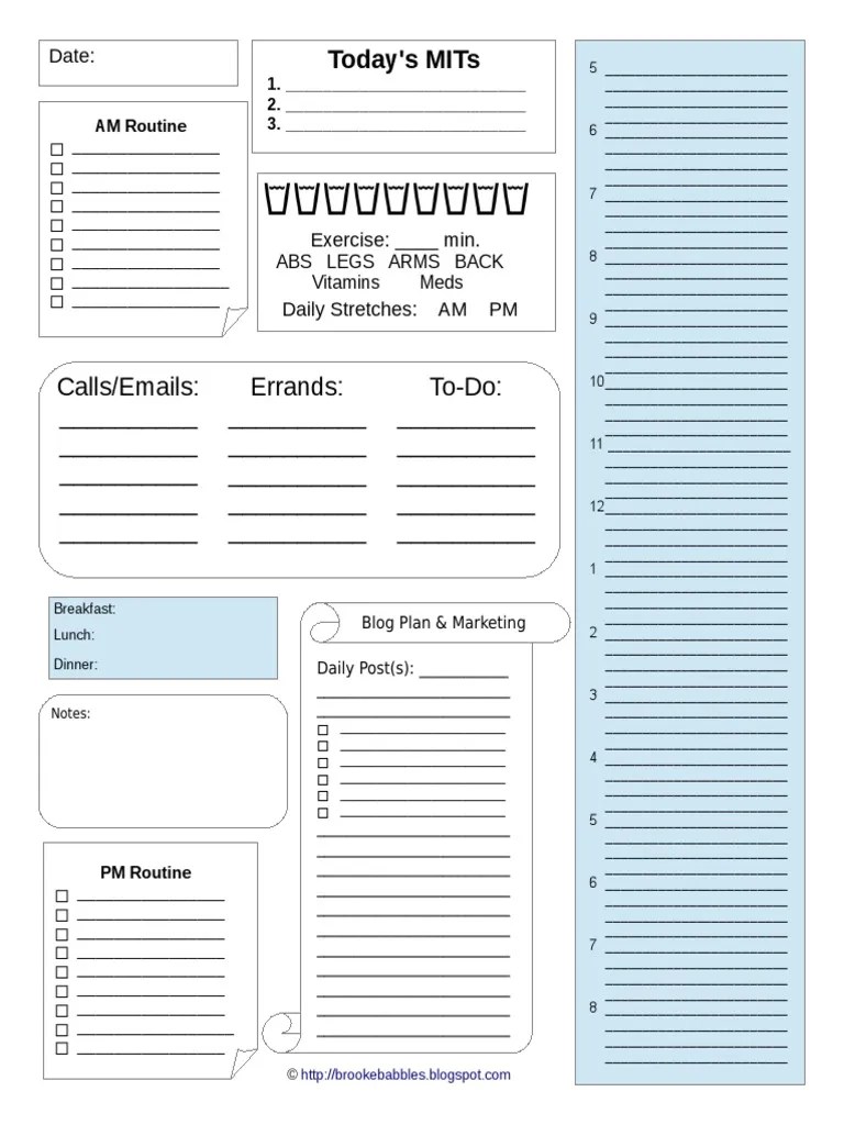 Planner Sheet Blank