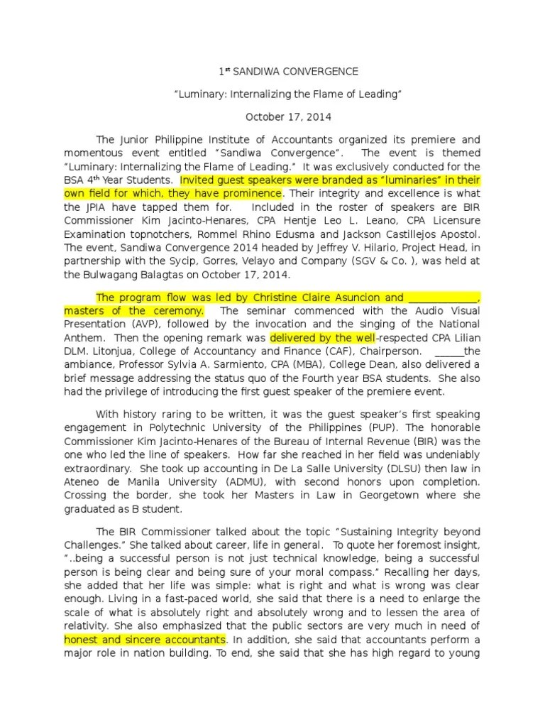 Narrative Report Certified Public Accountant Titles