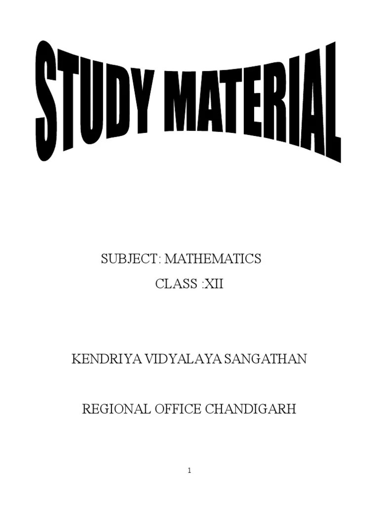 CBSE Maths Study Material For Class 12 PDF Plane (Geometry