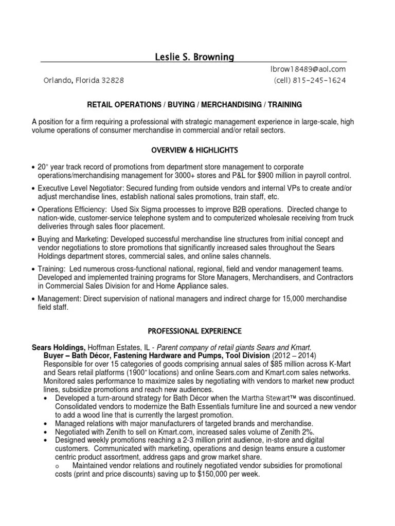 Director Retail Merchandising Operations Trainer in Orlando FL Resume