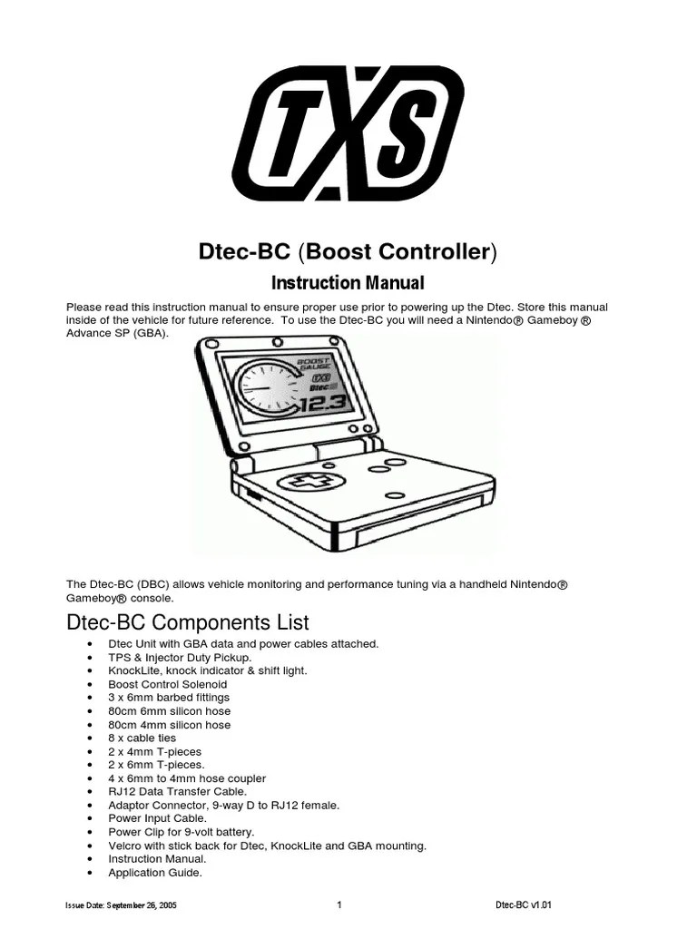 DtecBC (Boost Controller) Instruction Manual PDF Turbocharger
