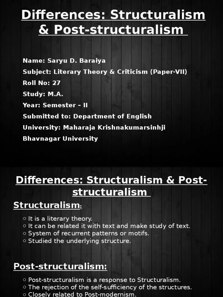 Differences Structuralism & PostStructuralism PDF Epistemology