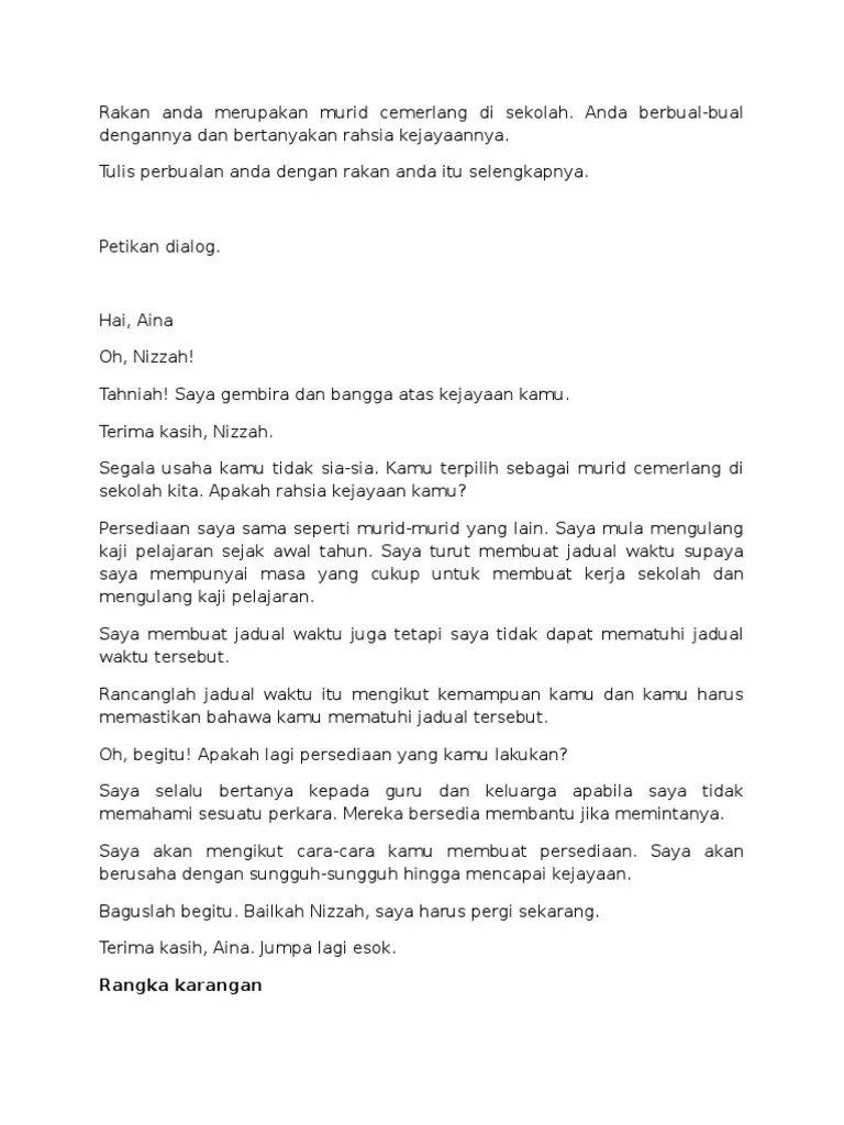 Karangan Dialog Usaha Tangga Kejayaan memerui