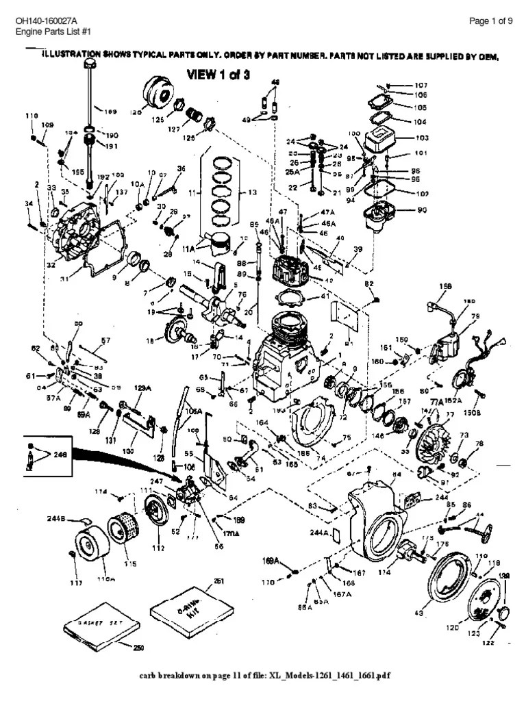 Tecumseh Model Oh140 160027a Parts List | Vehicle Parts | Vehicle