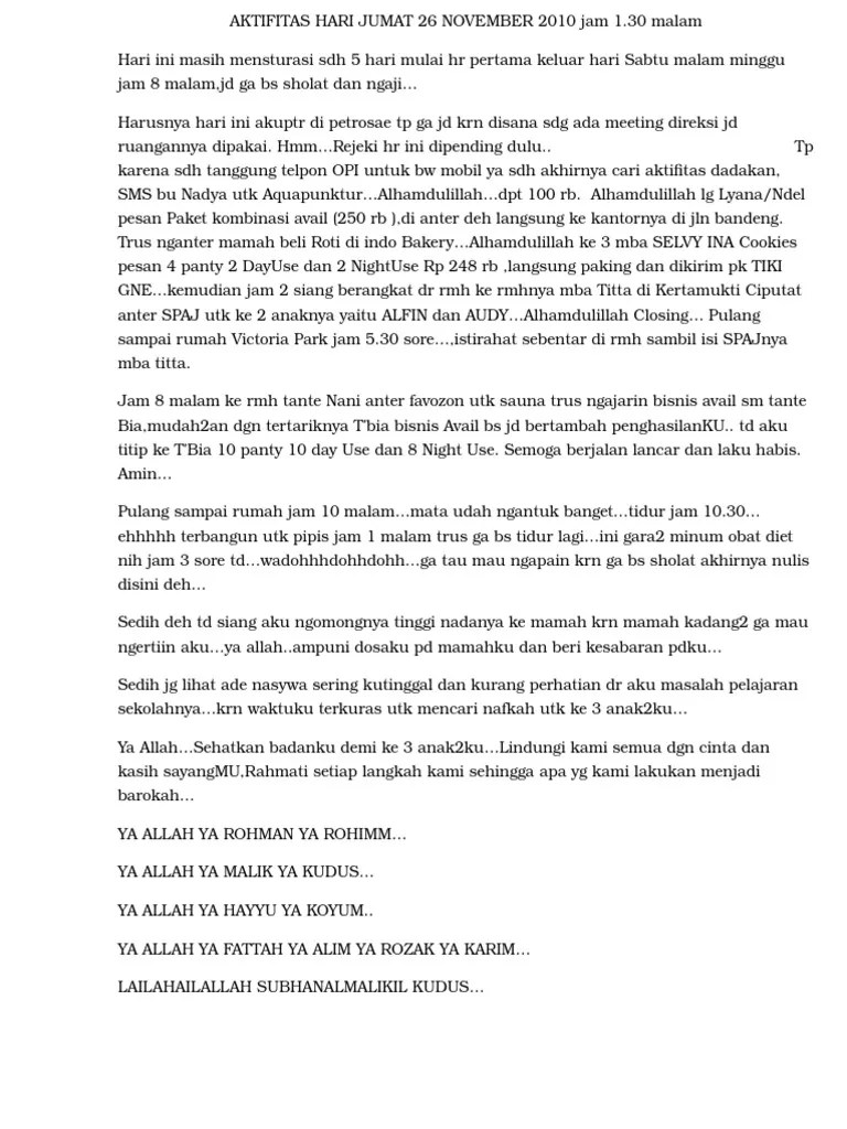 Aktifitas Hari Jumat 26 November 2010 Jam 1