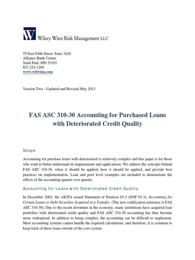 Fas Asc 310 30 Loan Accounting White Paper 1 Book Value Interest